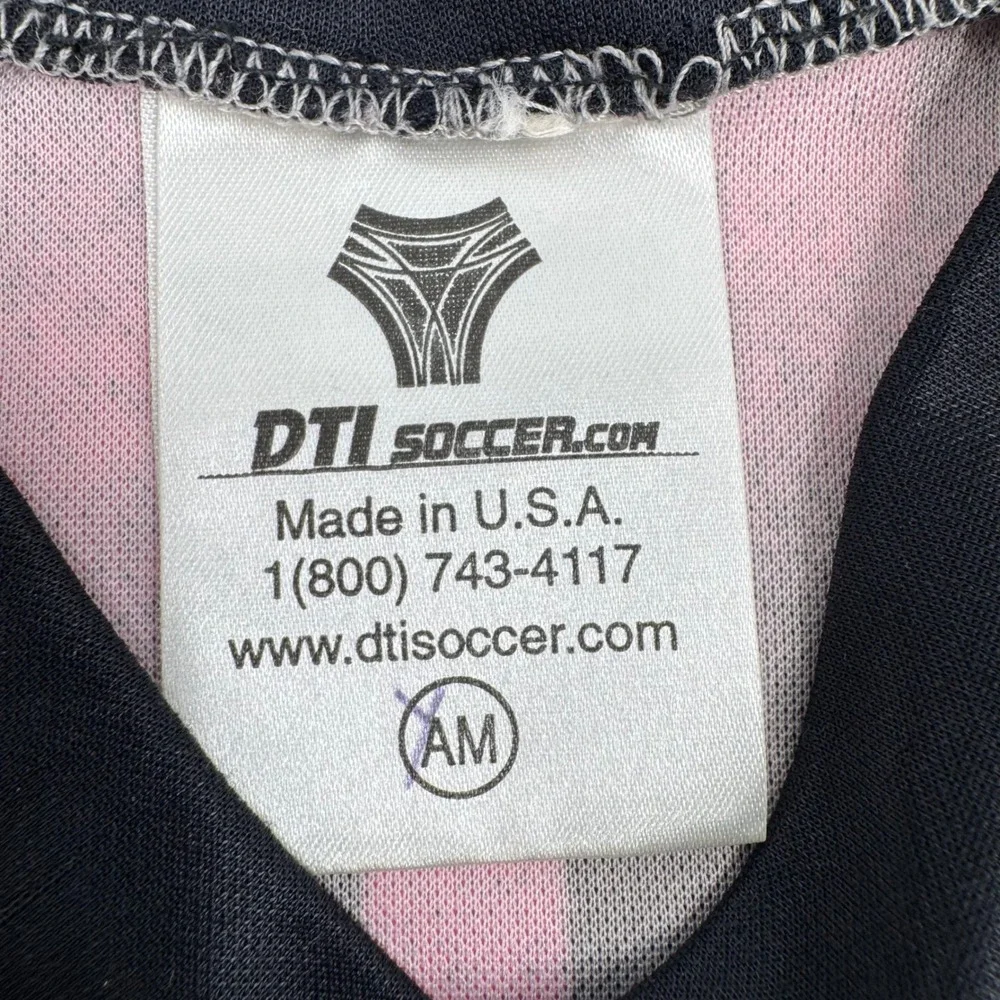 DTI‎ Soccer Jersey Kids AM Pink Black Geometric Long Sleeve V Neck Made USA